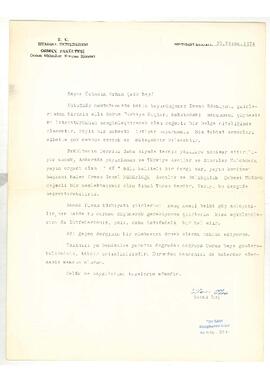 İstanbul Üniversitesi Orman Fakültesi'nden Gökyay'a mektup