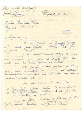 Albert Rodetti'nin Rıza Tevfik'e mektubu