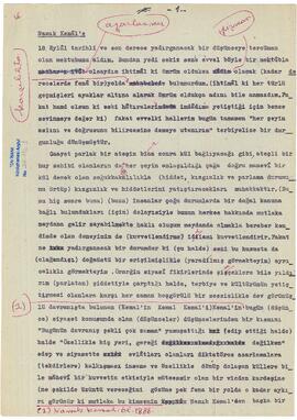 Ebüzziya Mehmed Tevifk’in Namık Kemal’e mektubu