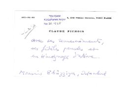 Claude Pichois’den Ziyad Ebüzziya’ya kartpostal
